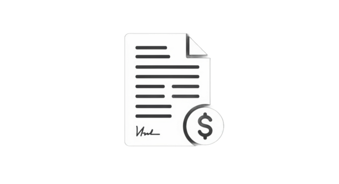 Invoice with Dollar Sign, Depicting Online Earnings in Clean Elegant Style