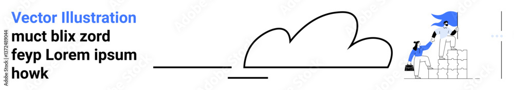 Poster person stacking blocks while gazing at a cloud. ideal for teamwork, strategy, creativity, problem-so