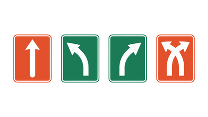 Navigational Path: Clear, concise road sign guidance through four essential navigational indicators, representing directional choices for seamless travel 