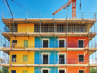 Colorful Building Under Construction