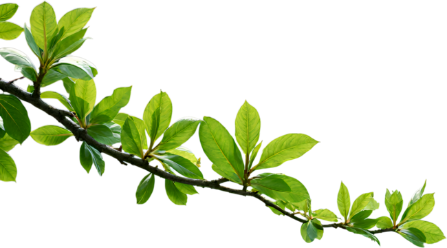 Green Leafy Branch Over Water Transparent Background