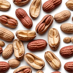 Obraz premium Scattered Peanuts in Shell, Close Up