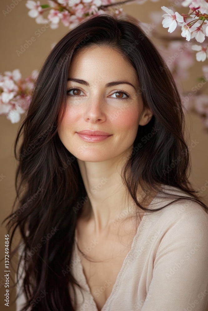 Poster the onset of spring showcases a breathtaking array of blooming cherry trees.
