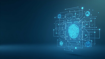 Clean wallpaper highlighting biometric payment system with gentle gradients subtle face ID icons and minimal futuristic elements. Promotes frictionless financial interactions layered digital defense a