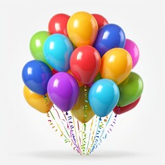 Colorful Balloons Bunch with Ribbons
