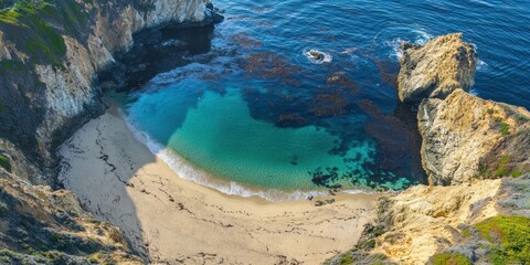 Aerial View of Secluded Beach Cove