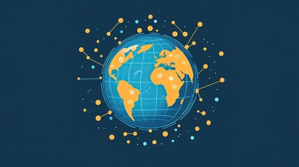 Fototapeta premium Global network illustration with vibrant colors.