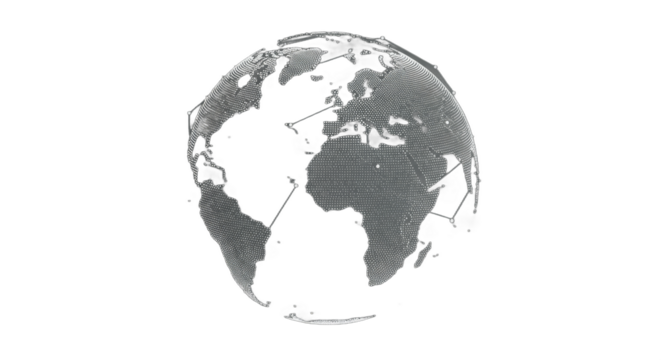 Conceptual digital globe showcasing global connectivity and data transmission