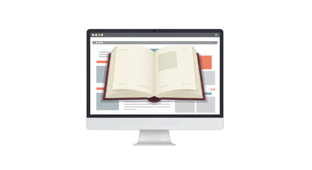 Online learning concept: A digital book displayed on a computer screen