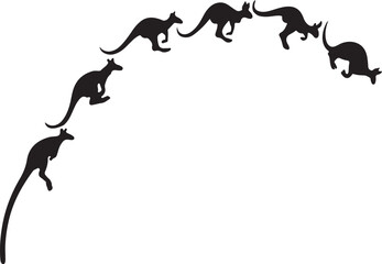 Silhouette of a jumping kangaroo on a white background