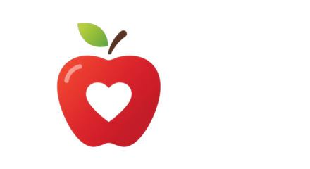 Red apple with heart symbol: a vector illustration for healthy lifestyle concept
