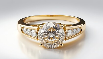 Gold Diamond Ring with Oval Center Stone