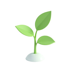 3D render of a vibrant green sprout symbolizing growth and new beginnings. Perfect for eco-friendly themes.