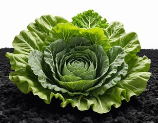 Fototapeta premium Vibrant Green Cabbage on Dark Soil