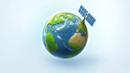 Fototapeta premium Harnessing solar power, miniature earth with panel symbolizing renewable energy for a sustainable future