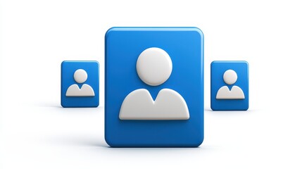 Connecting people, visual representation of teamwork, communication, and global diversity through blue white icons