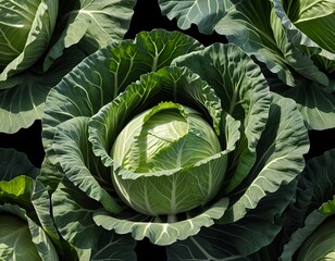 Obraz premium Close-up of Fresh Green Cabbage Head