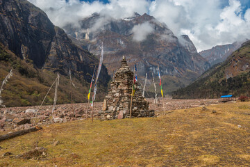 Landscape mountain view with clouds covering
