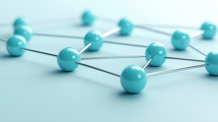 Abstract arrangement of blue spheres on clean white surface, study in minimalist design