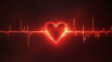 vibrant red heart shaped electrocardiogram symbolizes love and life, radiating energy and emotion through its rhythmic heartbeat