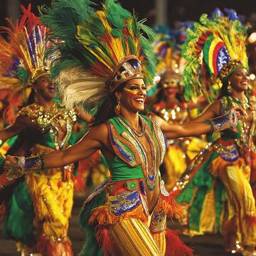 Carnival Festival Dance in Costume Parade Showcasing Brazil's Vibrant Celebration of Culture