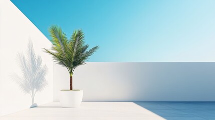 Sunlight architectural photography, with a blue sky background, high-end atmosphere, white space, simple composition, no plants, clean background, studio lighting, bright environment, natural light, n