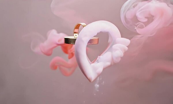 Valentines Day Concept Wedding Ring and Smoke