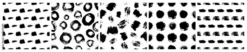 Aufkleber set of seamless patterns with scribble smears