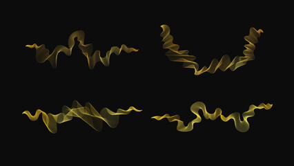 Set of abstract backdrops with luxury golden waves