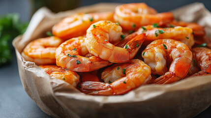 Appetizing shrimp seafood cooked and delicious orange meal with prawns gourmet fried plate
