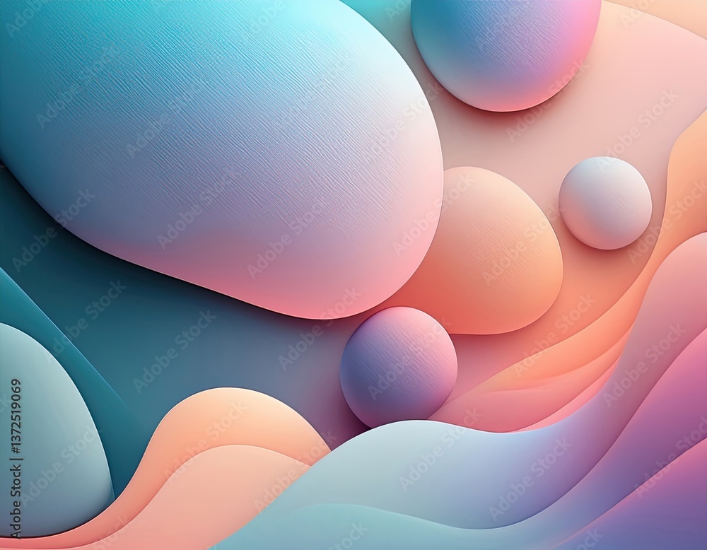 Fototapete trendy, abstract background featuring soft, organic gradient blobs that seamlessly blend into each other. modern and fresh, with a minimalist aesthetic using pastel shades and subtle shadows