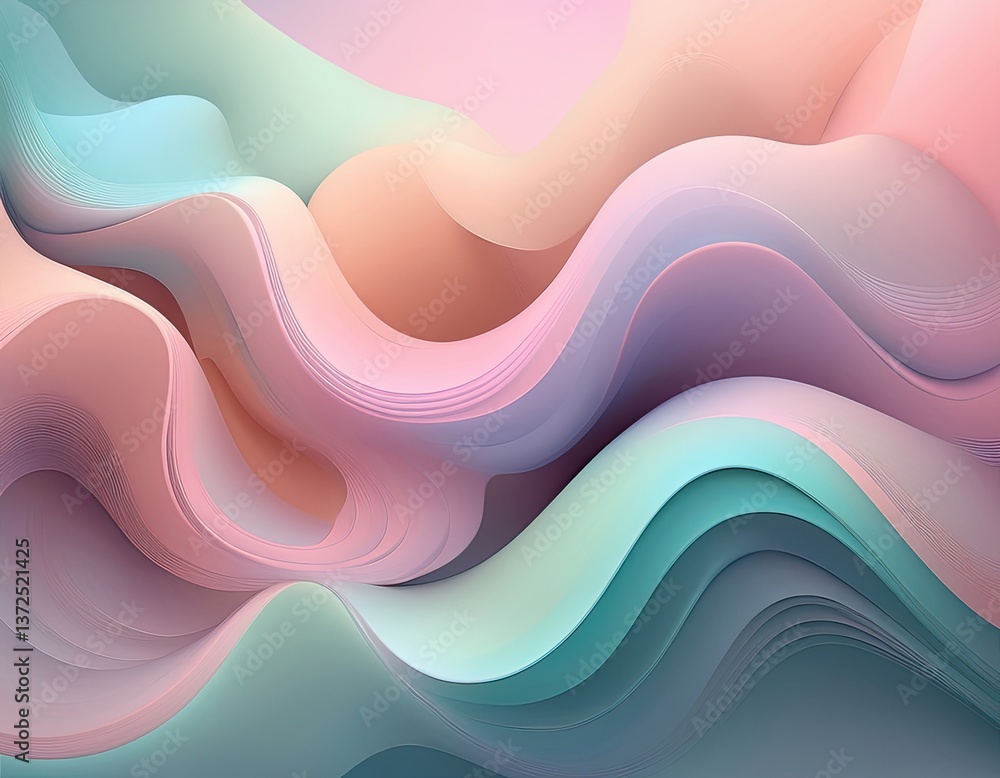 Fototapete trendy, abstract background featuring soft, organic gradient blobs that seamlessly blend into each other. modern and fresh, with a minimalist aesthetic using pastel shades and subtle shadows