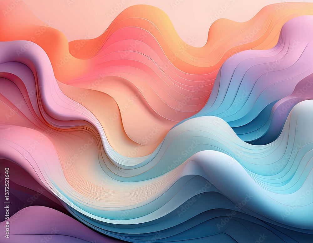 Fototapete trendy, abstract background featuring soft, organic gradient blobs that seamlessly blend into each other. modern and fresh, with a minimalist aesthetic using pastel shades and subtle shadows
