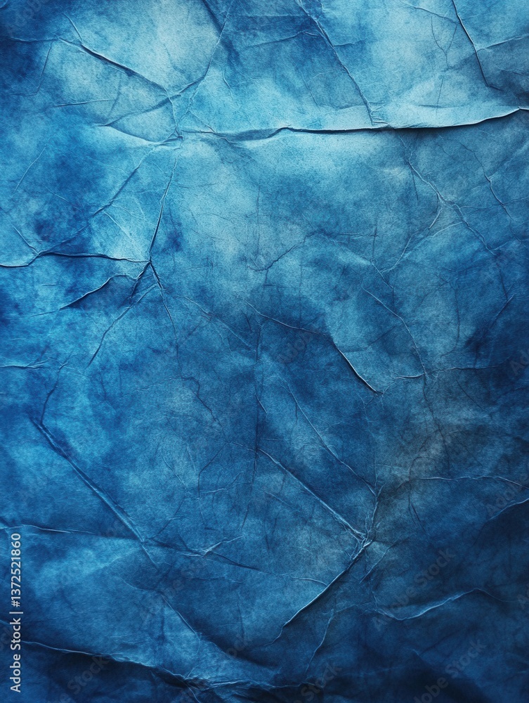 Poster textured blue paper with dramatic folds and shadows creating a dynamic and artistic background for d