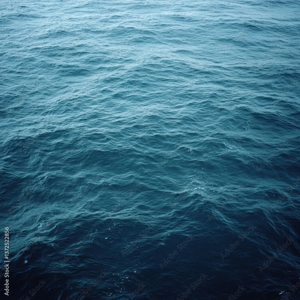Poster serene expanse of deep blue ocean water with gentle waves creating a soothing and calming visual tex