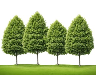 Four Lush Green Trees on a Grassy Hill