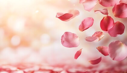 Rose Petals Falling, Soft Light,  Blurred Background