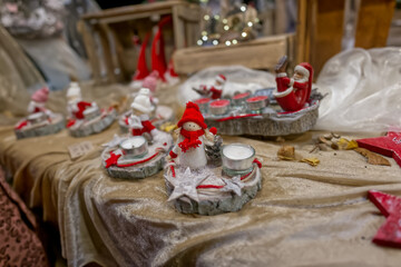 Festive Christmas Display with Santa and Snowman Figurines