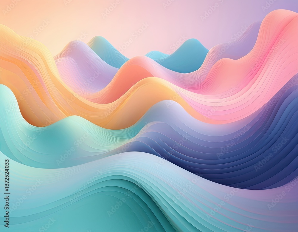 Poster trendy, abstract background featuring soft, organic gradient blobs that seamlessly blend into each o