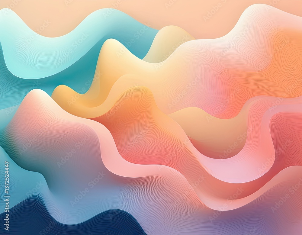 Fototapete trendy, abstract background featuring soft, organic gradient blobs that seamlessly blend into each other. modern and fresh, with a minimalist aesthetic using pastel shades and subtle shadows