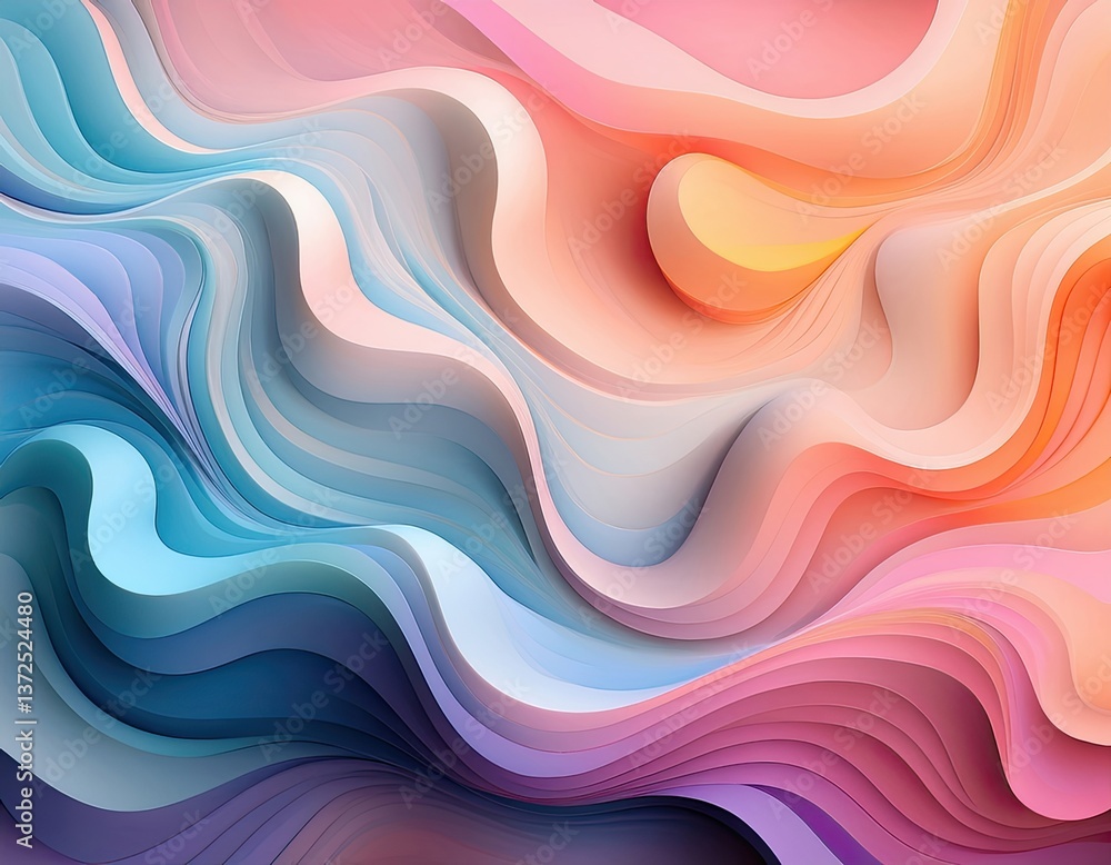 Fototapete trendy, abstract background featuring soft, organic gradient blobs that seamlessly blend into each other. modern and fresh, with a minimalist aesthetic using pastel shades and subtle shadows