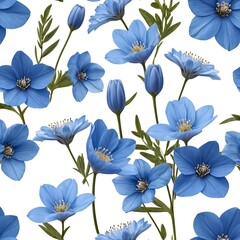 Obraz premium Seamless Pattern of Delicate Blue Flowers