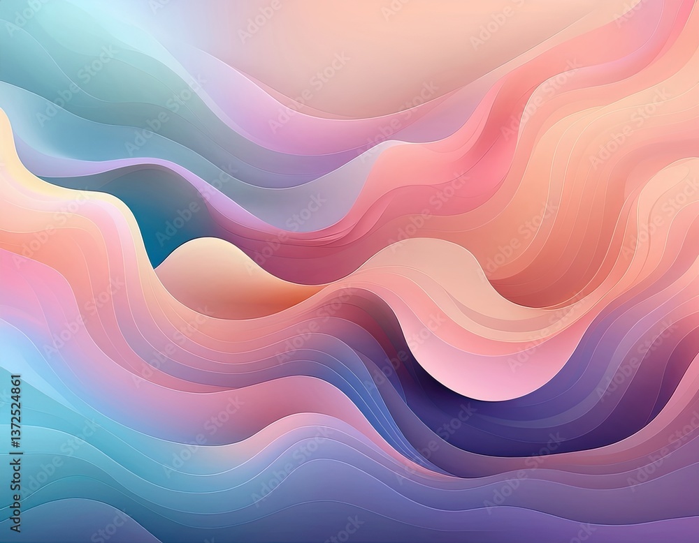 Fototapete trendy, abstract background featuring soft, organic gradient blobs that seamlessly blend into each other. modern and fresh, with a minimalist aesthetic using pastel shades and subtle shadows