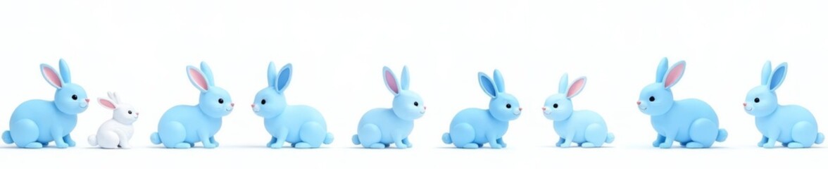 Fototapeta premium Cute blue rabbit pattern with white background for children's products, nursery, kids, animal