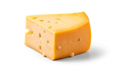 Piece of Swiss Cheese Isolated on White