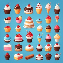 Assorted Delicious Cakes and Cupcakes