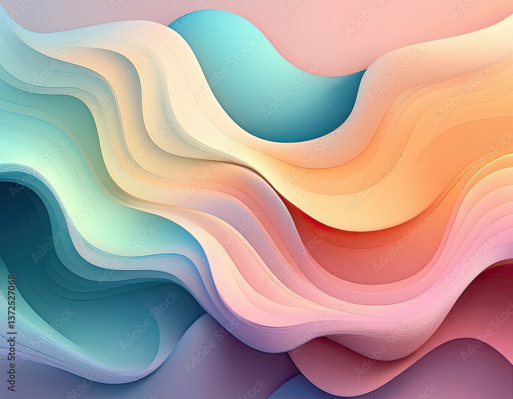 Fototapete trendy, abstract background featuring soft, organic gradient blobs that seamlessly blend into each other. modern and fresh, with a minimalist aesthetic using pastel shades and subtle shadows