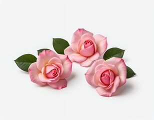 Fototapeta premium Three Pink Roses on White Background