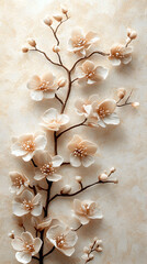 Delicate light beige flowers on a textured background perfect for summer decor. Generative AI