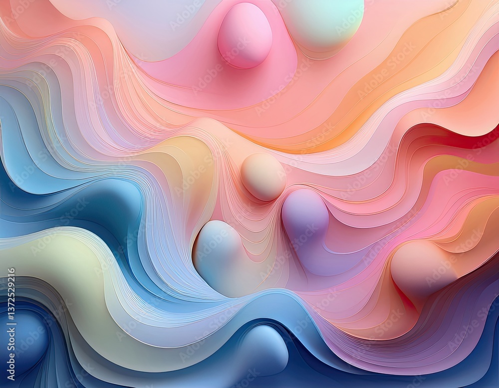 Fototapete trendy, abstract background featuring soft, organic gradient blobs that seamlessly blend into each other. modern and fresh, with a minimalist aesthetic using pastel shades and subtle shadows